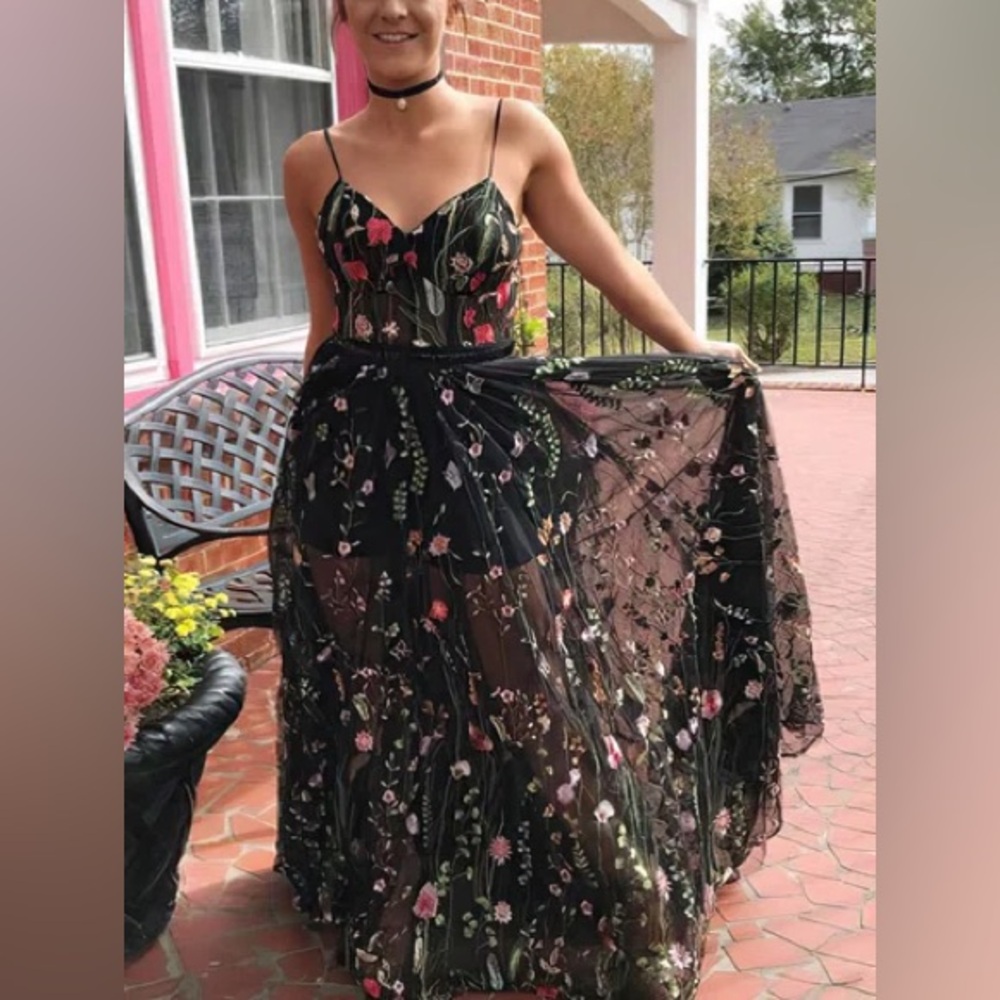 Embroidered Illusion Corset Gown - Picture 2 of 6